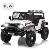 Garvee voiture électrique enfant 12 V blanche, format compact, télécommande, musique et LED, pour intérieur et extérieur - Blanc