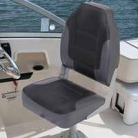 Garvee Lot de 2 sièges de bateau pliables à dossier haut, mousse épaisse, revêtement PVC résistant, pour pêche et promenade, installation facile
