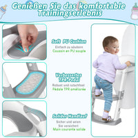 Siège de toilette enfant Garvee avec marchepieds, hauteur réglable, pliable, rembourré en PU, antidérapant, pour garçons et filles, blanc