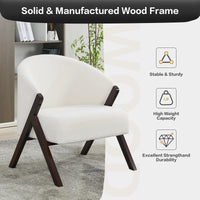 Fauteuil d'appoint Garvee style moderne du milieu du siècle, structure en bois, revêtement en lin, confortable, idéal pour le salon, la chambre ou le balcon.