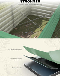 Garvee Carré potager surélevé en acier galvanisé 0,5 mm, bac de jardin résistant 240 × 120 × 60 cm pour cultures extérieures, vert