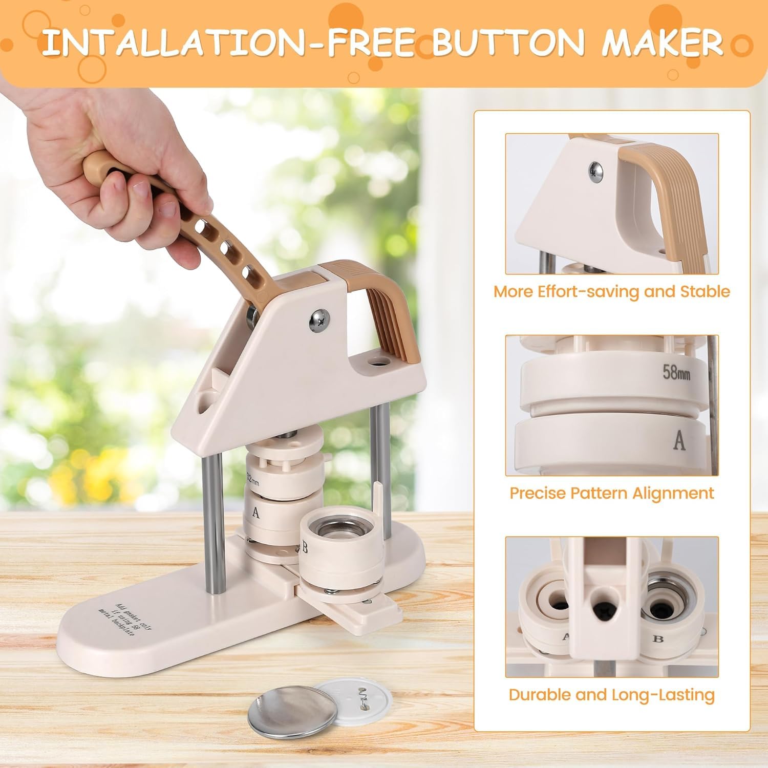 Machine à boutons Garvee – Machine à boutons 25/32/58 mm en plastique ABS pour enfants, projets de loisirs créatifs et cadeaux DIY