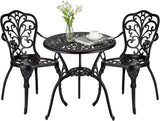 Ensemble bistro d'extérieur Garvee 3 pièces, en aluminium résistant aux intempéries et à la rouille, avec trou pour parasol, mobilier de jardin et de balcon, noir. - rouge