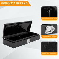 Garvee Coffre à outils plat en aluminium 88 × 33 × 17 cm avec tôle antidérapante à 5 barres pour remorque, fourgon et utilitaire, noir