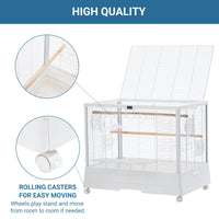 Cage à oiseaux Garvee 71 cm (28 pouces) avec thermo-hygromètre, plateau amovible et structure métallique robuste, idéale pour les perruches et les perroquets, à la maison comme en voyage.
