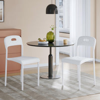 Ensemble de 2 chaises de salle à manger Garvee, empilables, design moderne, imperméables, pieds en métal, légères, pour une utilisation intérieure et extérieure, blanches