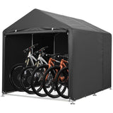 Garvee Abri à vélo en acier résistant avec porte sécurisée et ventilation, pour jardin et garage, spacieux et durable, noir - Noir