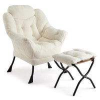 Fauteuil relax Garvee avec repose-pieds, ergonomique, durable, blanc, pour salon, bureau, confortable