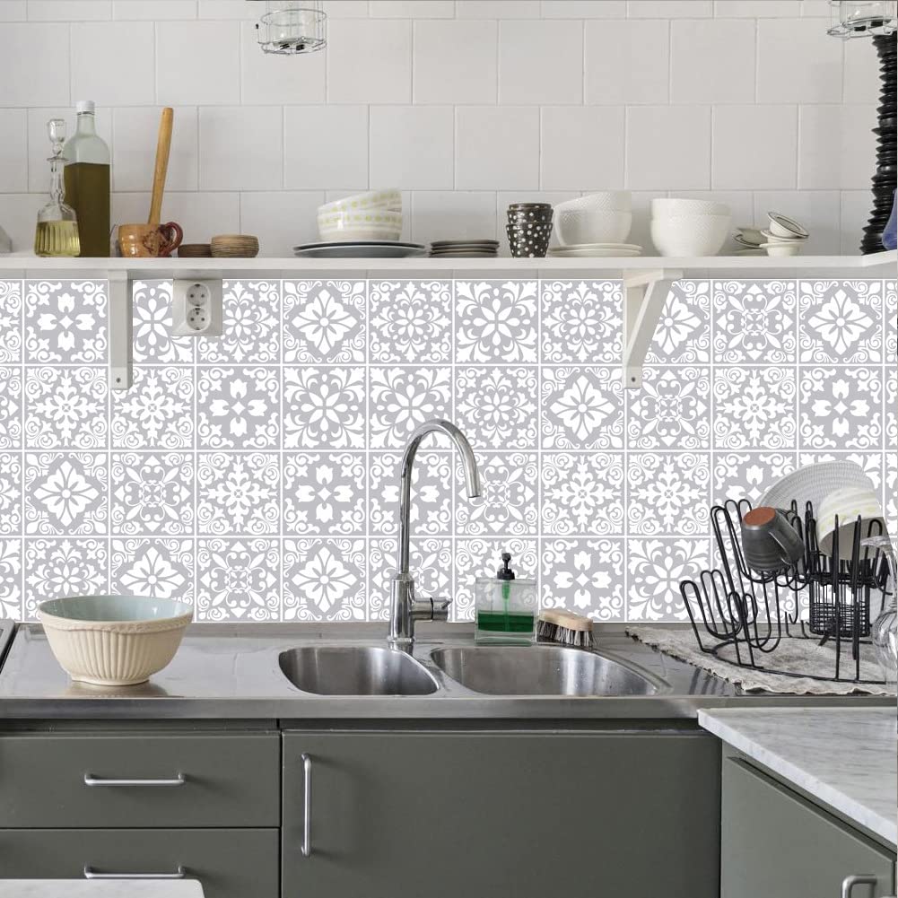Garvee Lot de 24 stickers vinyle vintage imperméables en PVC, autocollants décoratifs pour cuisine, salle de bain et maison, modèle ET241