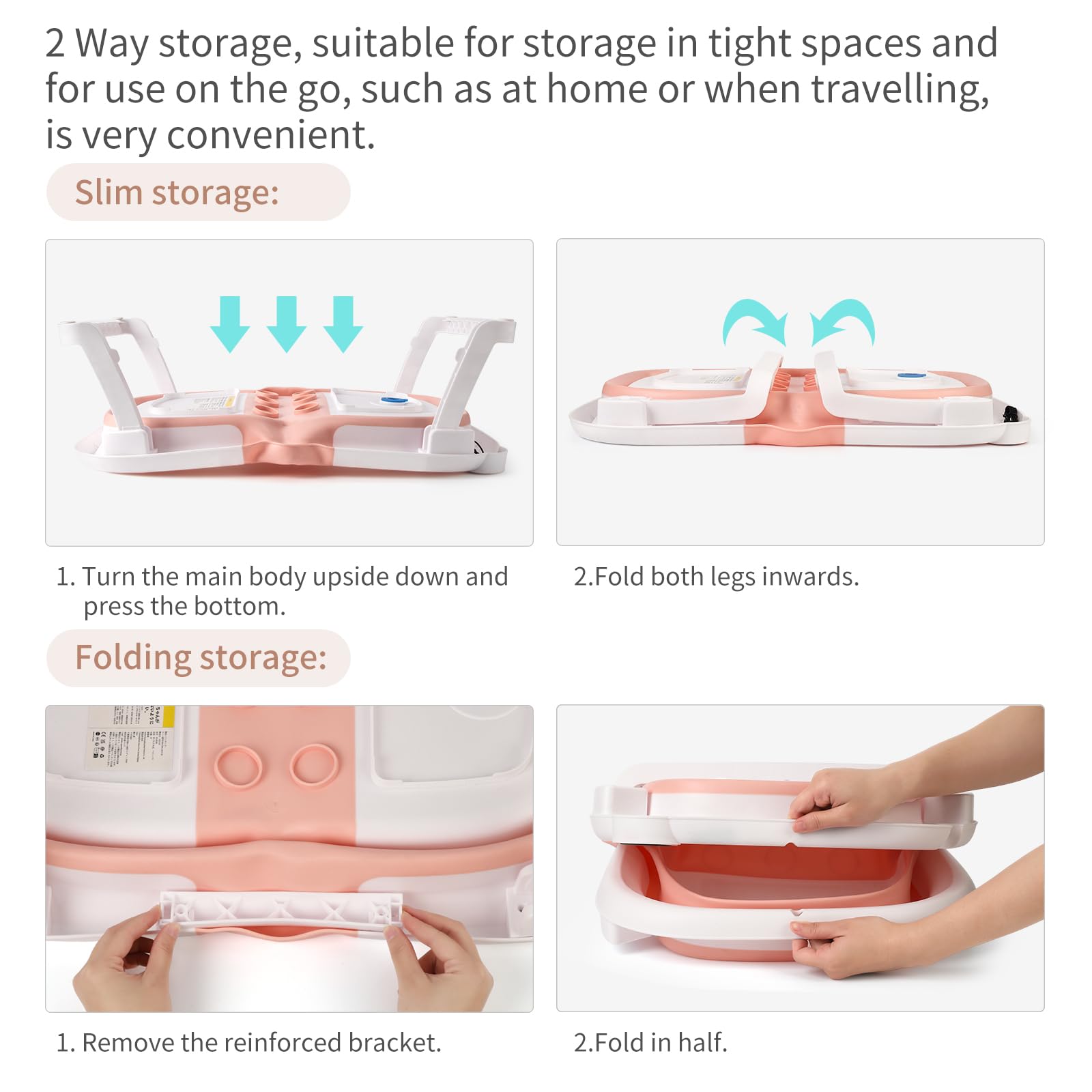 Baignoire bébé GARVEE, pliable et peu encombrante, avec thermomètre et tapis antidérapant pour nouveau-nés et jeunes enfants, rose