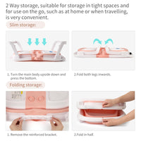 Baignoire bébé GARVEE, pliable et peu encombrante, avec thermomètre et tapis antidérapant pour nouveau-nés et jeunes enfants, rose