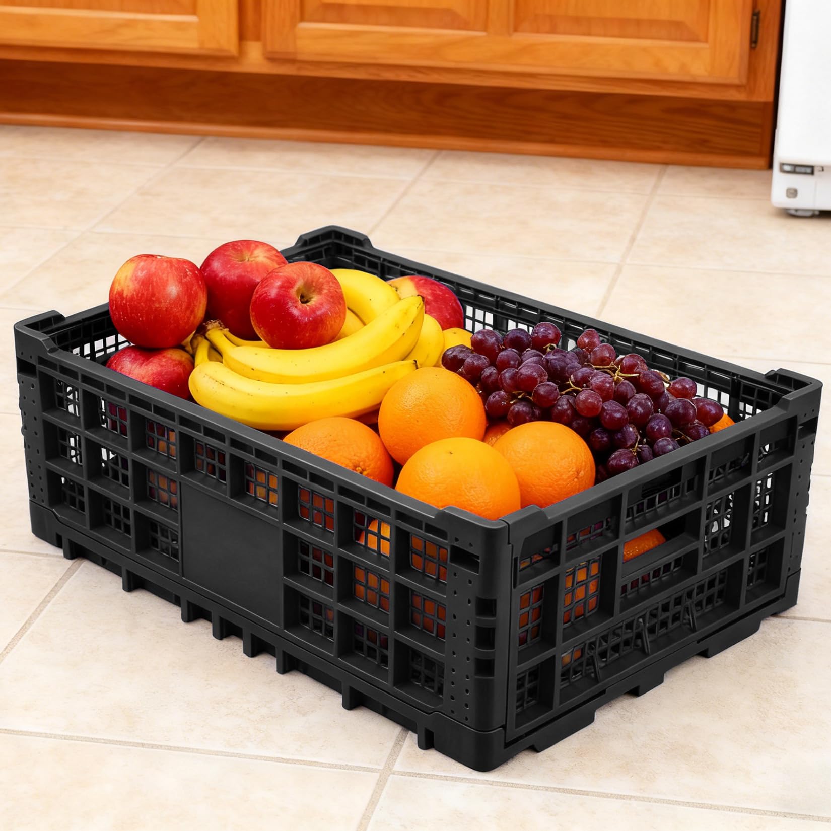 Boîte à lait pliable Garvee 52L en polypropylène robuste et empilable, idéale pour le garage, la cuisine et le bureau. Légère et résistante.