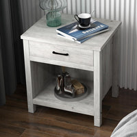 Table de chevet carrée Garvee avec rangement, gris bois, pour chambre et salon, fonctionnalité moderne