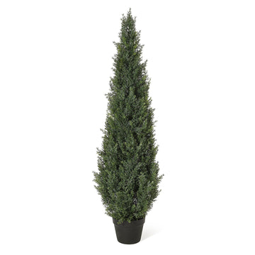 Garvee Arbre artificiel cèdre topiaire 152cm, faux cyprès en pot, plante persistante décorative pour intérieur, porche, terrasse et jardin, lot de 1