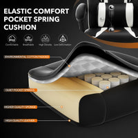 Garvee Chaise gaming ergonomique noir et blanc avec repose-pieds, appui-tête et soutien lombaire, pivotante 360°, hauteur réglable, capacité 136 kg, adulte et ado