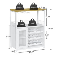 Meuble bar à vin Garvee, 3 niveaux avec casier à vin amovible pour cuisine et bar, 69 cm L x 35 cm P x 92 cm H, blanc, MDF robuste et fer
