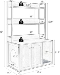 Garvee enclos pour bac à litière avec 2 portes, 2 étagères, griffoir pour usage intérieur, noir, MDF et acier, espace caché pour le chat, étagère intégrée