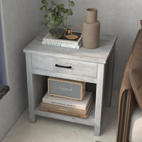 Table de chevet carrée Garvee avec rangement, gris bois, pour chambre et salon, fonctionnalité moderne