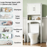 Meuble de rangement Garvee à suspendre au-dessus des toilettes, en MDF avec double porte et protection anti-basculement, pour salle de bain et buanderie, blanc, gain de place, polyvalent