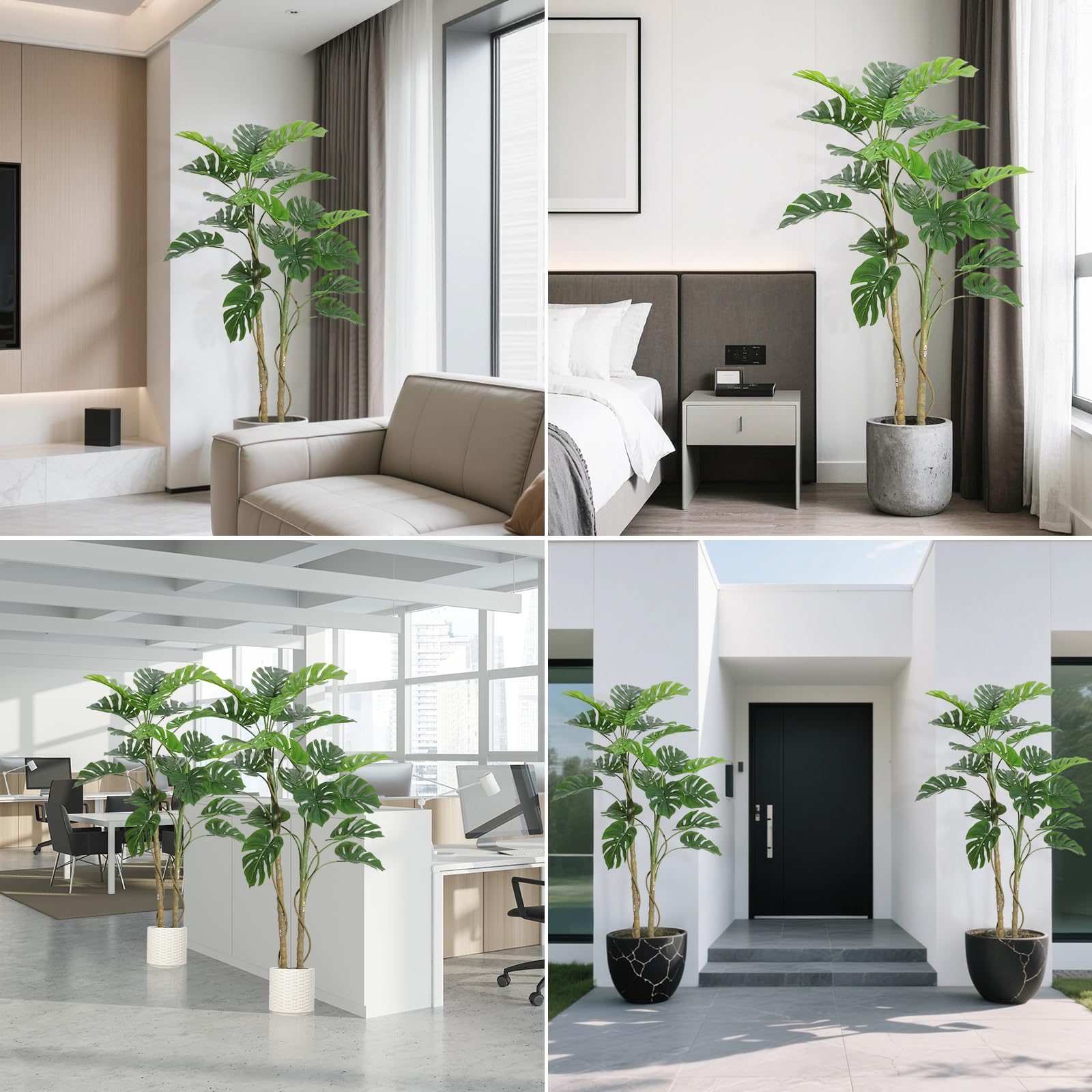 Plante artificielle Monstera Garvee, support stable réglable en polyester de 1,5 m, pour salon ou bureau, verte