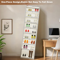 Étagère à chaussures pliable Garvee à 9 niveaux avec portes transparentes empilables, idéale pour l'entrée et le salon. Robuste, facile à nettoyer et équipée de roulettes. Couleur : marron.