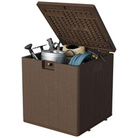 Coffre de jardin Garvee 28 gallons en résine - Résistant aux intempéries et aux UV - Verrouillable et portable - Marron - Pour jardin et terrasse