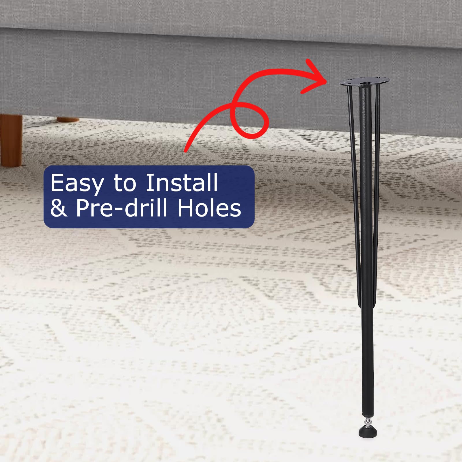 Pieds de table en métal Garvee 71 cm (28 pouces) – Hauteur réglable, robustes et polyvalents pour le bureau, la salle à manger et la conception de tables à faire soi-même