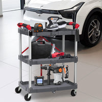 Garvee Chariot de service pliable à 3 niveaux - structure légère en aluminium, capacité de charge de 25 kg, gris