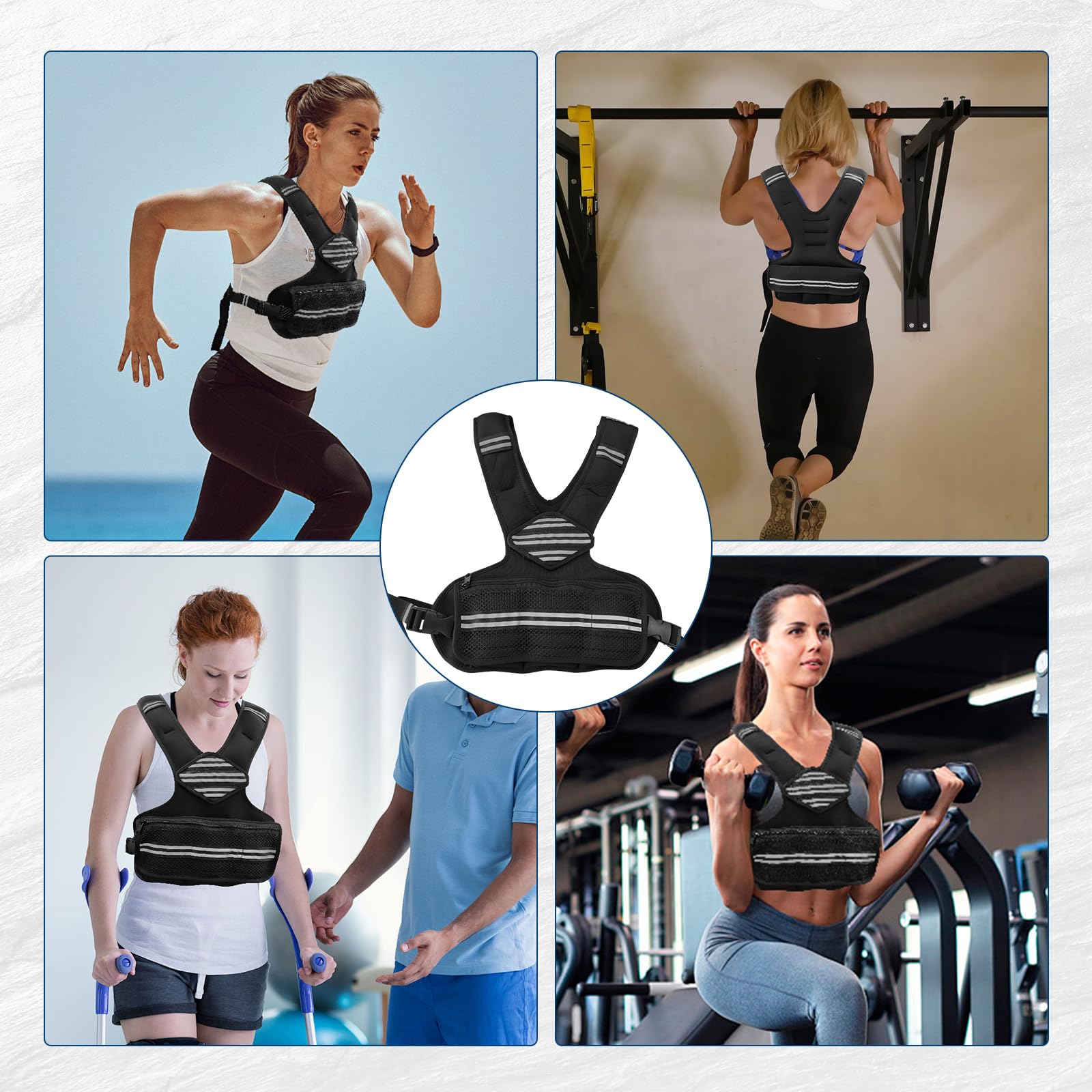 Gilet lesté ajustable Garvee 4-10 lbs en néoprène respirant avec bandes réfléchissantes, poches, idéal pour le fitness, l'entraînement et le jogging (noir).