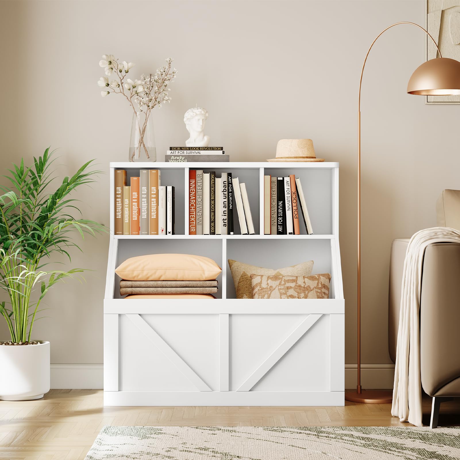 Étagère pour enfants Garvee avec rangement pour livres et jouets, multifonctionnelle, stable et sûre, en MDF blanc, idéale pour la salle de jeux ou la chambre d'enfant, 90 x 42 x 92 cm