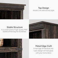 Étagère en bois Garvee à 5 niveaux (3+2 étagères), style ferme, en MDF et bois massif, marron, idéale pour le salon ou le bureau.
