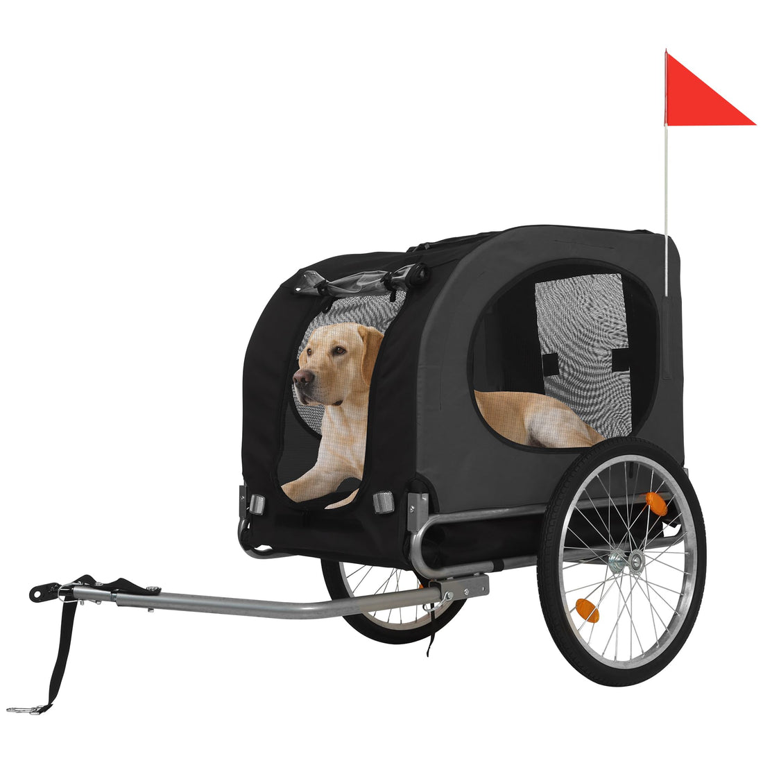 Sac de transport pour chien Garvee pour vélo, capacité de 40 kg, avec pneus pneumatiques de 48 cm, pour chiens moyens à grands, idéal pour les aventures en plein air, pliable, en Oxford 600D, noir