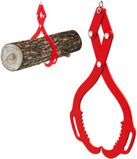 Garvee Pince à grumes 45,7 cm, 2 griffes en acier renforcé antidérapant, crochet pour tracteur, outil forestier robuste pour troncs, rouge.