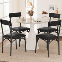 Garvee Lot de 2 chaises de salle à manger rembourrées, revêtement en cuir PU noir, dossier confortable, montage facile, pour cuisine, salon et appartement