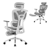Garvee Chaise de bureau Ergonomique avec Support Lombaire Dynamique, Accoudoirs 3D Réglables, Repose-pieds Extensible, Confort gaming et Bureau, Noir - Blanc