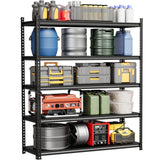 Garvee étagère de garage 5 niveaux réglables, acier noir mat, charge 349 kg par niveau, anti-basculement, modulable 2 en 1 - Noir mat