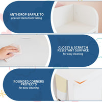 Garvee Bureau enfant ergonomique avec chaise, plateau inclinable et meuble de rangement, blanc, idéal pour étude, devoirs et activités créatives