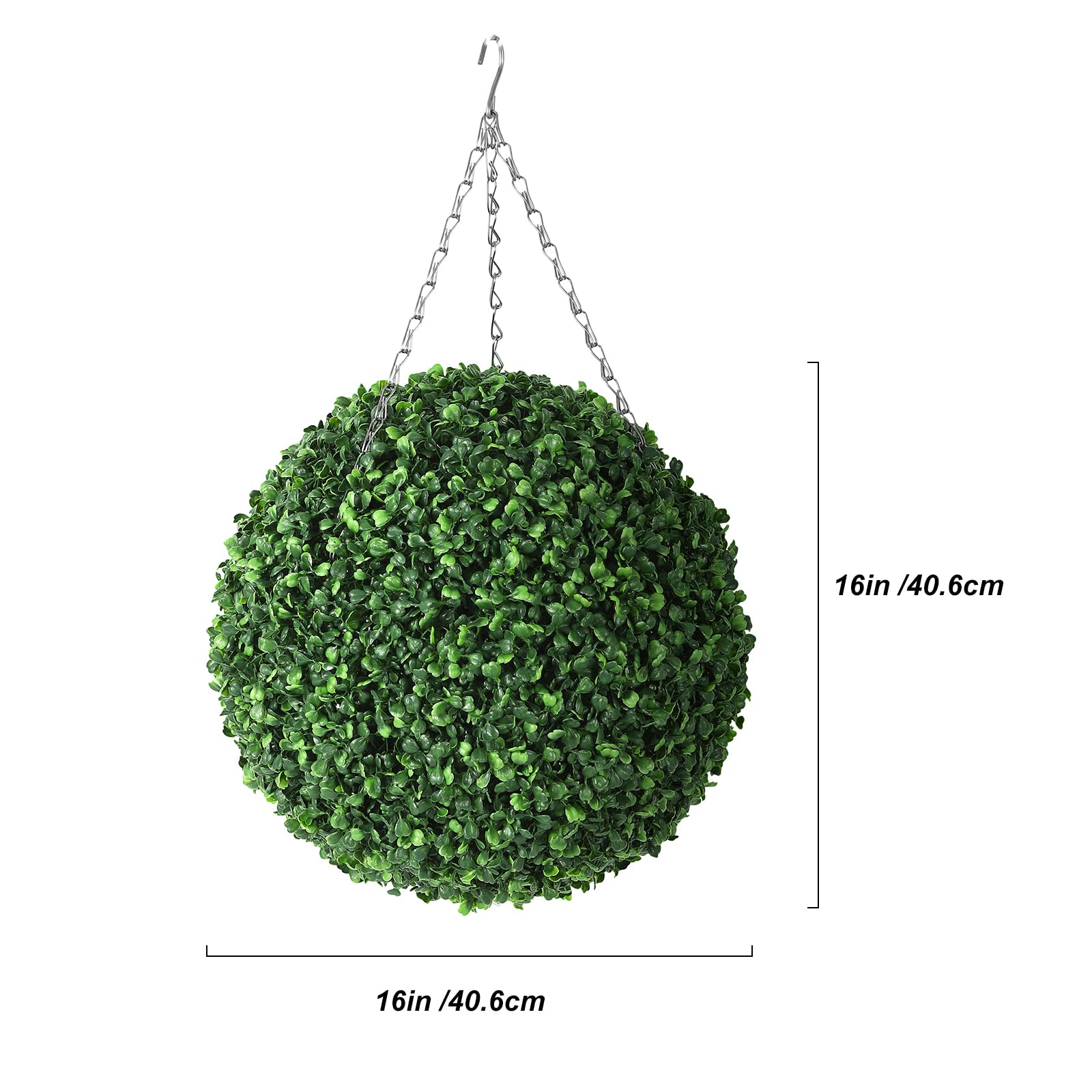 Boule de buis artificielle Garvee de 40 cm (16 pouces) avec 8 modes d'éclairage, fonctionne sur piles, en polyéthylène (PE), résistante aux UV, avec télécommande et couleur verte. Idéale pour le jardin et les mariages.