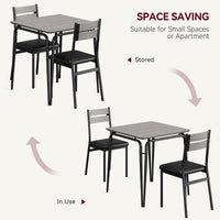 Garvee Ensemble table à manger 2 personnes, gain de place, sièges rembourrés, bois, dossiers ergonomiques, structure métal, idéal maison et bureau à domicile
