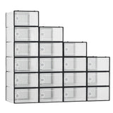 Garvee Organisateur de chaussures en plastique empilable avec portes transparentes pour chambre et placard, ventilation efficace, robuste, facile à monter, noir - Noir