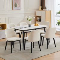 Ensemble de 2 chaises de salle à manger modernes Garvee, revêtement en lin, dossier incurvé, pieds en bois, beige, pour cuisine et salon