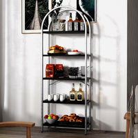 Garvee Étagère à 5 niveaux avec structure en métal, grande étagère ouverte, étagères arquées, noire pour salon et bureau