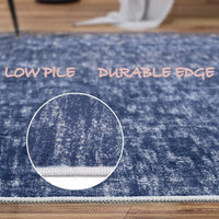 Tapis Garvee lavable en machine, antidérapant, doux et plat, pour salon ou chambre, 160 x 230 cm, bleu