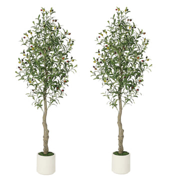 Garvee Olivier Artificiel 150 cm avec Pot Lesté en Ciment, Branches Ajustables, Décoration Intérieure pour Maison et Bureau