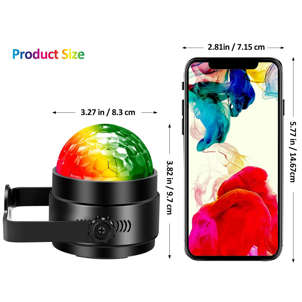 Garvee Boule disco LED RGB avec 7 couleurs, activation sonore, rotation à 360°, câble USB de 4 m pour fêtes, anniversaires, bars, mariages, Noël, 2