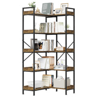 Bibliothèque Garvee Triple à 5 niveaux avec structure en acier, 14 étagères ouvertes, pour salon et bureau, 109 x 25 x 160 cm, noire
