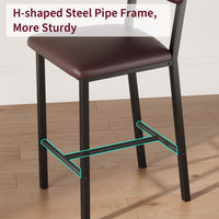 Garvee Ensemble de 4 tabourets de bar , revêtement en similicuir, ergonomiques et stables, structure en MDF et acier, repose-pieds et dossier, marron foncé, pour cuisine et bar