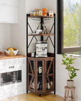 Garvee Meuble à vin MDF robusto avec 4 niveaux LED multicolore métal résistant pour cuisine et salle de séjour, compact, noir - Marron