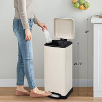 Poubelle rectangulaire Garvee 8 gal/30 L en acier inoxydable avec couvercle à fermeture douce, idéale pour la cuisine et la salle à manger. Revêtement anti-traces de doigts et seau intérieur inclus.