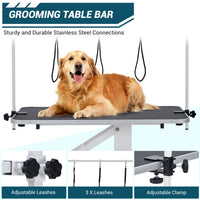 Table de toilettage Garvee pour animaux de compagnie, réglable en hauteur, robuste, avec bras de suspension et sangle pour chiens et chats, 110 x 60 cm, noire